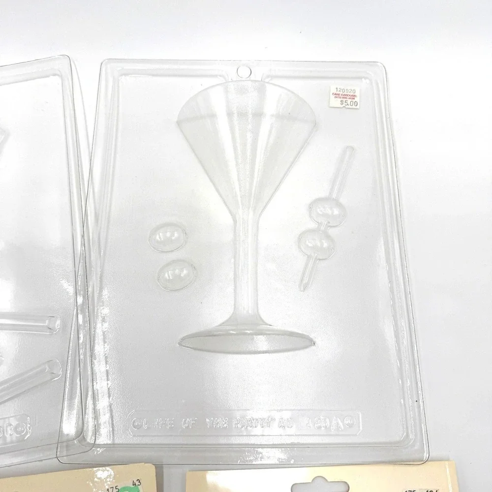 Lot of 5 Large Vintage Chocolate Molds Face Martini Prayer Hands Mold